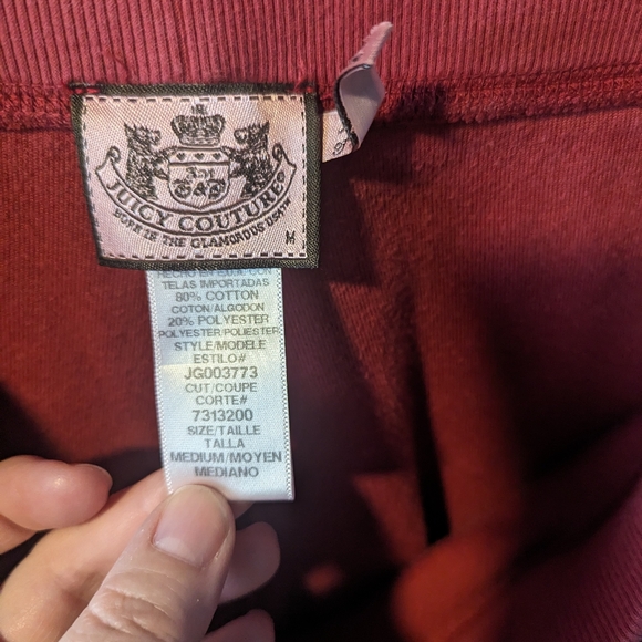 Vintage Juicy Couture Y2K red Terry Cloth Tracksuit Pants - Picture 5 of 6